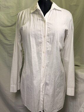 Tommy Bahama White Button Up Shirt Size L Long Sleeve Beach Cover Up